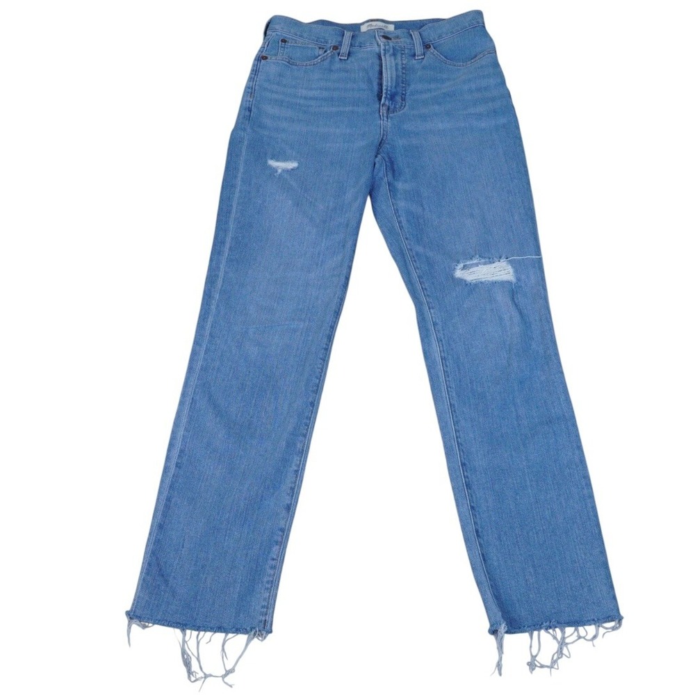 Madewell‎ Perfect Vintage Jean Womens 26 Light Wash Distressed Raw Hem Denim
